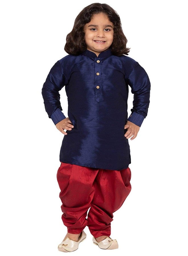 VASTRAMAY Bottle Green Cotton Silk Boys Dhoti Kurta Set Dress(18-24 Months) - Image 1