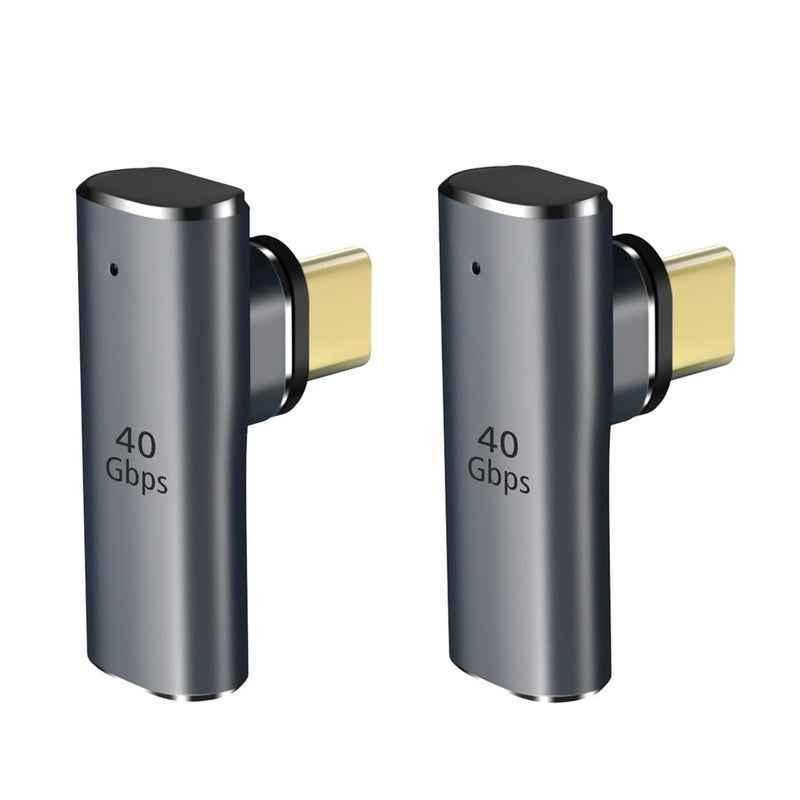 DuHeSin USB C Magnetic Adapter, 90 Degree Magnetic USB C Adapter 24 Pin with PD 100W Fast Charge USB 4 40Gbps 8K 60Hz Thunderbolt 3/4, Pro/Air/ROG Ally/Steam Deck/PS5 PSVR 2-Pack, Flat AE-01103TC - Image 1