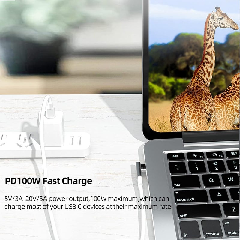 DuHeSin USB C Magnetic Adapter, 90 Degree Magnetic USB C Adapter 24 Pin with PD 100W Fast Charge USB 4 40Gbps 8K 60Hz Thunderbolt 3/4, Pro/Air/ROG Ally/Steam Deck/PS5 PSVR 2-Pack, Flat AE-01103TC - Image 3