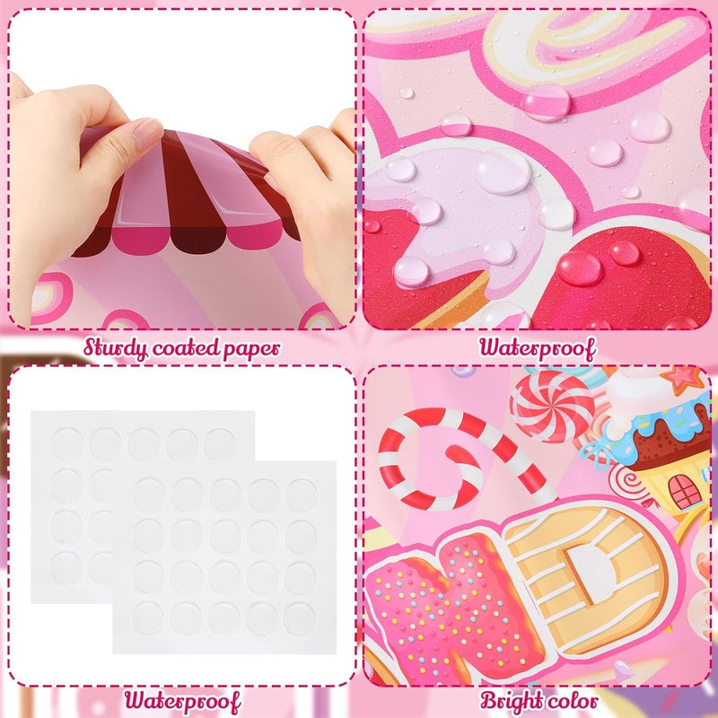 Containlol 2 Pcs Candyland Classroom Decorations Candy Banners Poster Sweet Candy Banner Bulletin Board Decor for Ice Cream Sweet Birthday Party Christmas Halloween Candyland Decorations Supplies - Image 3