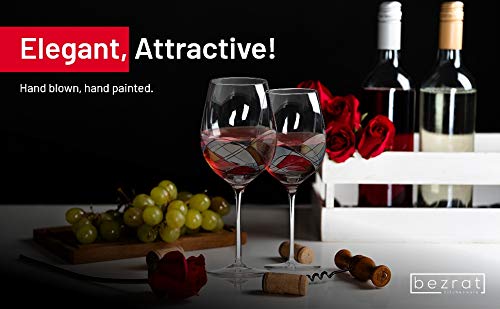 Bezrat Red Wine Glasses Set Of 2  Hand Painted Wine Glass  Drinkware Essentials  11"" H  28Oz Wine Lover Large Glass  Glassware Gifts Ideas For Women Inspired By 'Duomo Di Milano' Mothers Day (Red) - Image 3