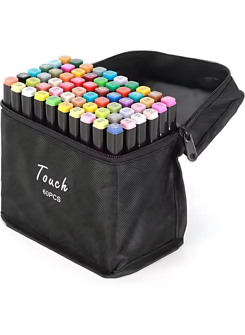 Touch 60-color double-sided marker marker set with carrying bag for adults and children artists - Image 1
