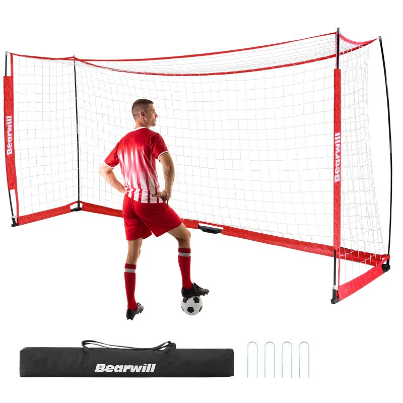 Bearwill Soccer Goal, 12X6FT Soccer Net Easy Setup, Portable Soccer Goals for Backyard with Upgraded Collapsible Metal Base, Outdoor Indoor Soccer Goal Net for Practice with Carry Bag - Image 1