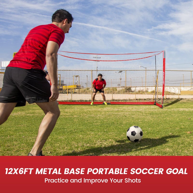 Bearwill Soccer Goal, 12X6FT Soccer Net Easy Setup, Portable Soccer Goals for Backyard with Upgraded Collapsible Metal Base, Outdoor Indoor Soccer Goal Net for Practice with Carry Bag - Image 2