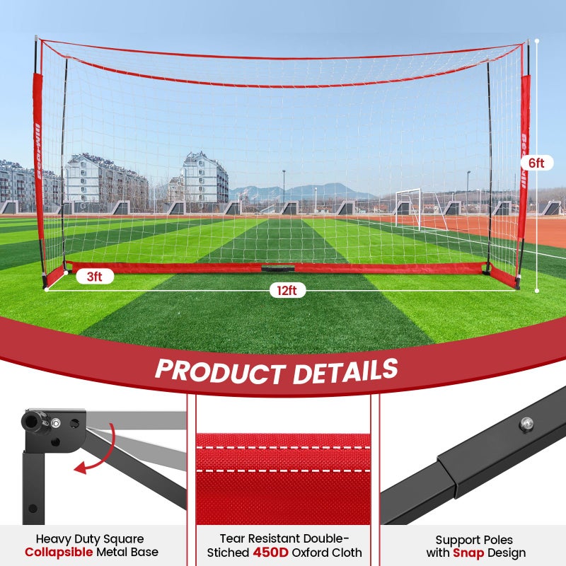 Bearwill Soccer Goal, 12X6FT Soccer Net Easy Setup, Portable Soccer Goals for Backyard with Upgraded Collapsible Metal Base, Outdoor Indoor Soccer Goal Net for Practice with Carry Bag - Image 5