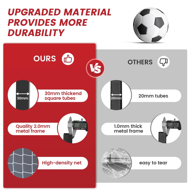 Bearwill Soccer Goal, 12X6FT Soccer Net Easy Setup, Portable Soccer Goals for Backyard with Upgraded Collapsible Metal Base, Outdoor Indoor Soccer Goal Net for Practice with Carry Bag - Image 4