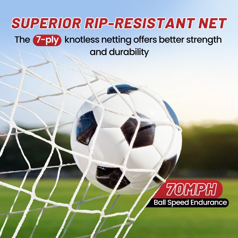 Bearwill Soccer Goal, 12X6FT Soccer Net Easy Setup, Portable Soccer Goals for Backyard with Upgraded Collapsible Metal Base, Outdoor Indoor Soccer Goal Net for Practice with Carry Bag - Image 3