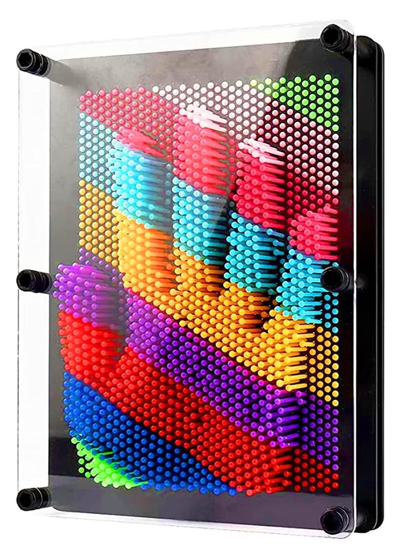 DURKU 3D Pin Art Toy, Rainbow Sensory Pin Art Board, Innovative Boundless Creativity for Children, Classic Pin Impression Art Palm Board Push Pin Toy (Multicolor) - Image 1