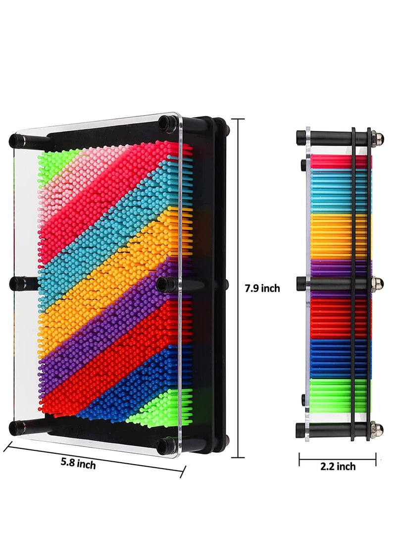 DURKU 3D Pin Art Toy, Rainbow Sensory Pin Art Board, Innovative Boundless Creativity for Children, Classic Pin Impression Art Palm Board Push Pin Toy (Multicolor) - Image 2
