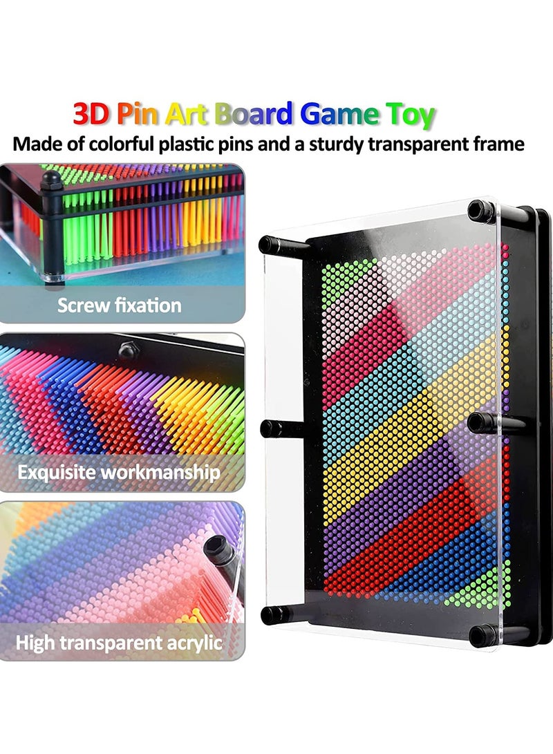 DURKU 3D Pin Art Toy, Rainbow Sensory Pin Art Board, Innovative Boundless Creativity for Children, Classic Pin Impression Art Palm Board Push Pin Toy (Multicolor) - Image 3