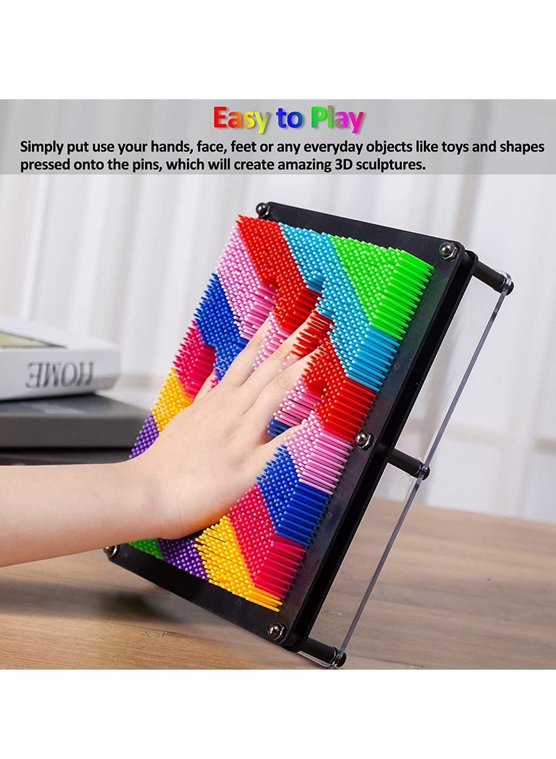 DURKU 3D Pin Art Toy, Rainbow Sensory Pin Art Board, Innovative Boundless Creativity for Children, Classic Pin Impression Art Palm Board Push Pin Toy (Multicolor) - Image 4