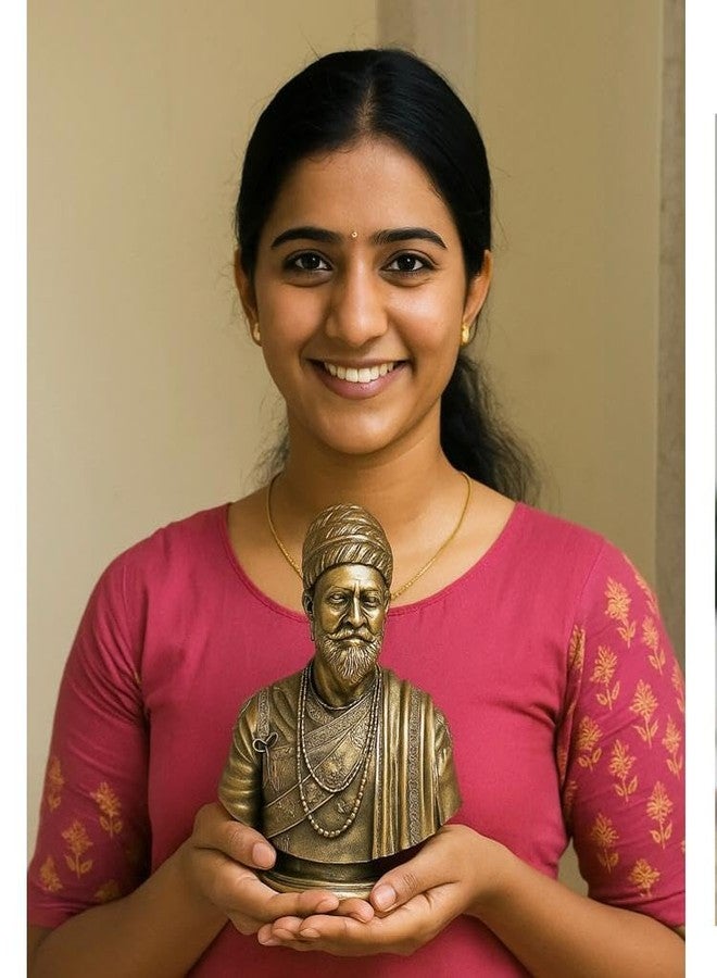 CHULO® Chhatrapati Shivaji Maharaj Sculpture - 5 INCH, Antique Bronze Colour - Image 4