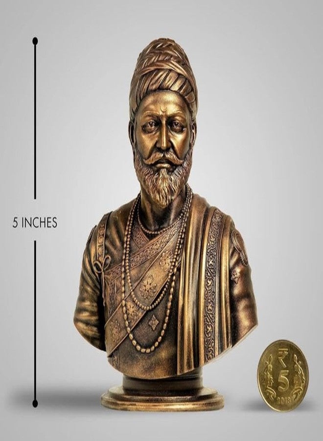 CHULO® Chhatrapati Shivaji Maharaj Sculpture - 5 INCH, Antique Bronze Colour - Image 2