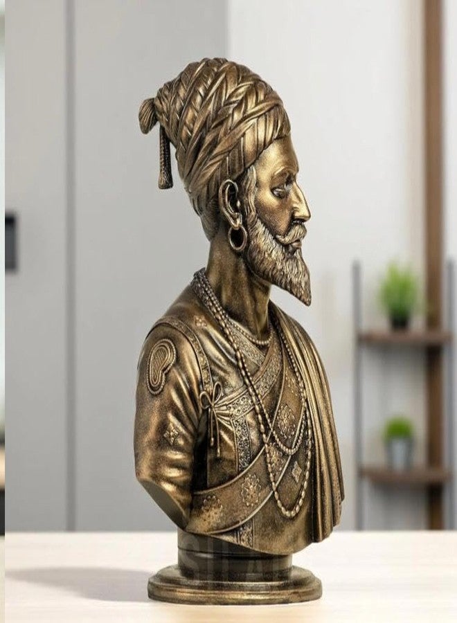CHULO® Chhatrapati Shivaji Maharaj Sculpture - 5 INCH, Antique Bronze Colour - Image 3