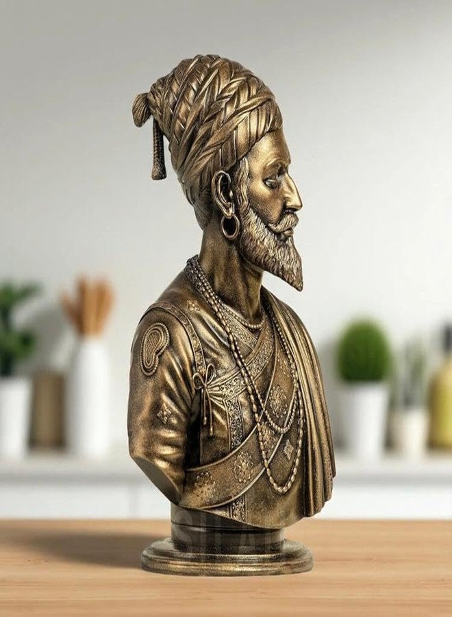 CHULO® Chhatrapati Shivaji Maharaj Sculpture - 5 INCH, Antique Bronze Colour - Image 5