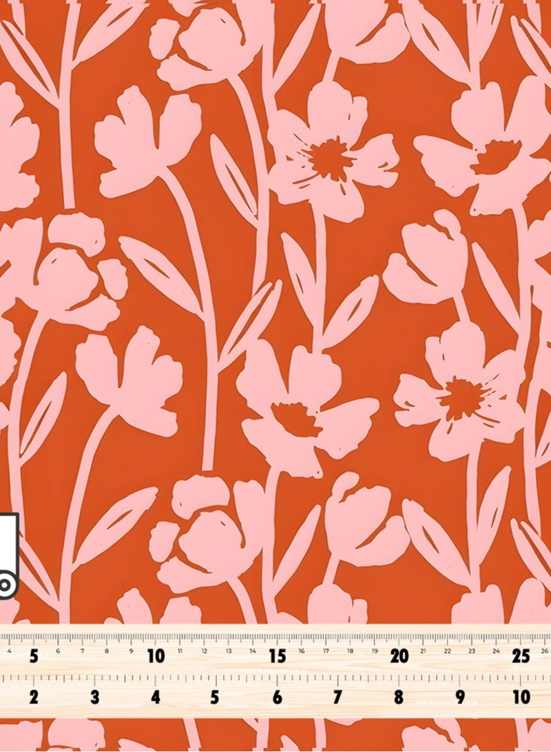 Vellato Al Lail Aramny Silk Fabric By The Yard Floral Design In Orange Pink Jalabiya Makhweer Dressmaking 58 Inches Width - Image 4