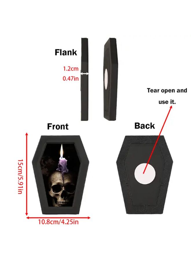 1pc Gothic Coffin Shaped Photo Frame With White Purple Candle And Skull Design Vintage Halloween Decor Durable Plastic No Electricity Needed Perfect For Living Room Study Or Office - Image 2