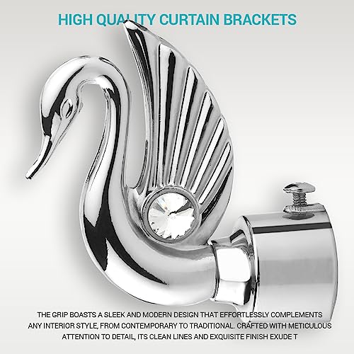 GLOXY Aluminium Swan Bird Shape Curtain Brackets - Parda Holder Set with Support 1 Inch Curtain Rod Holder Designer Door and Window Rod Support Fittings (Silver 3 Pair) - Image 4