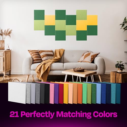 Ekkogo Acoustic Panels 12-Pack Soundproof Wall Panels 12"X12"X0.4" Sound Panels High Density Sound Dampening Panels - [Dark Green Square] - Image 5