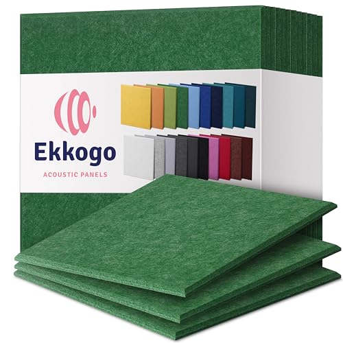 Ekkogo Acoustic Panels 12-Pack Soundproof Wall Panels 12"X12"X0.4" Sound Panels High Density Sound Dampening Panels - [Dark Green Square] - Image 1