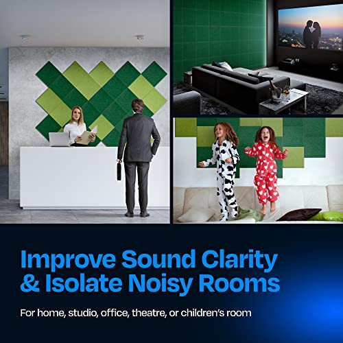 Ekkogo Acoustic Panels 12-Pack Soundproof Wall Panels 12"X12"X0.4" Sound Panels High Density Sound Dampening Panels - [Dark Green Square] - Image 4