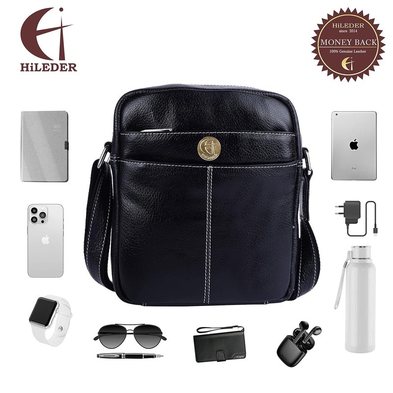 HiLEDER 100% Pure Genuine Leather Utility 7 inch Travel Office Ipad Tab Bag - Image 3
