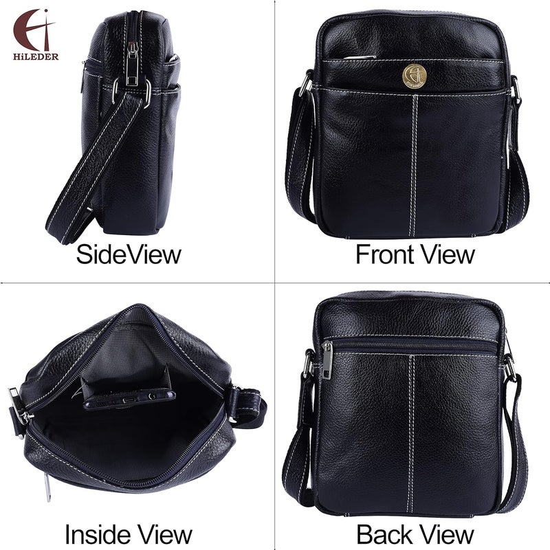HiLEDER 100% Pure Genuine Leather Utility 7 inch Travel Office Ipad Tab Bag - Image 2