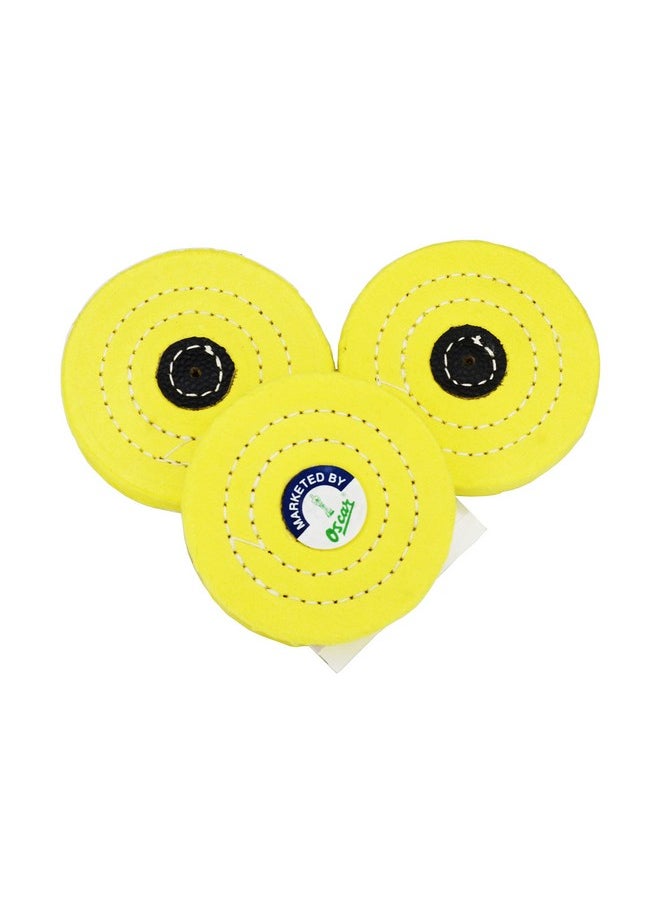 Oscar - OSCAR Oscar 5 PC 4_x001D_x 50Ply Yellow Cotton Cloth Buff Stitch Polishing Wheels Buffing Pad Rotary Tools for Metal Jewelry Hardware Polishing - Image 1