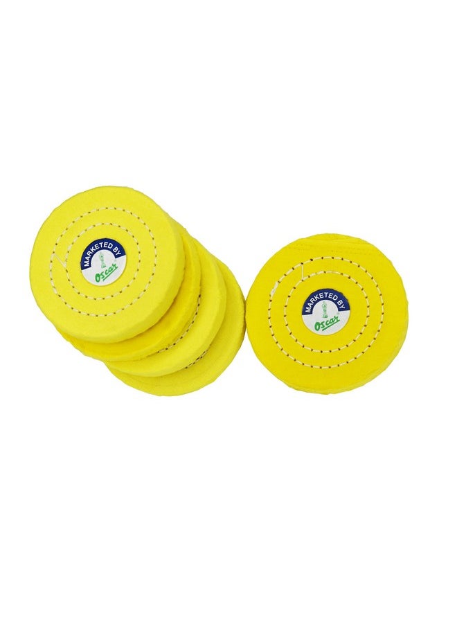 Oscar - OSCAR Oscar 5 PC 4_x001D_x 50Ply Yellow Cotton Cloth Buff Stitch Polishing Wheels Buffing Pad Rotary Tools for Metal Jewelry Hardware Polishing - Image 1