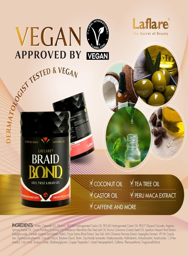 Laflare 430 ml Braid Bond Gel Bulk Extreme Hold for Natural & Kids Hair, Vegan, Nourishing, Braiding Hair, Twist Hair. (Peach) - Image 4