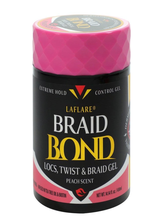 Laflare 430 ml Braid Bond Gel Bulk Extreme Hold for Natural & Kids Hair, Vegan, Nourishing, Braiding Hair, Twist Hair. (Peach) - Image 1