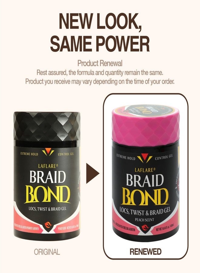 Laflare 430 ml Braid Bond Gel Bulk Extreme Hold for Natural & Kids Hair, Vegan, Nourishing, Braiding Hair, Twist Hair. (Peach) - Image 2