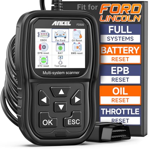Ancel ANCEL FD500 OBD2 Scanner fits for Ford Lincoln Mercury - All Systems Code Reader with Engine, ABS, SRS, Transmission, 4WD Diagnostics - Scan Tool with EPB, Throttle, Oil Reset, Battery Registration - Image 1