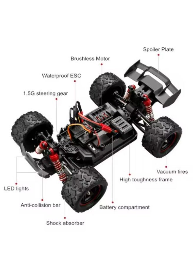 Lighting Hurricane Monster Truck 4-WD RC Car Red With Spoilers 1:18 Scale HS18421 - Image 2