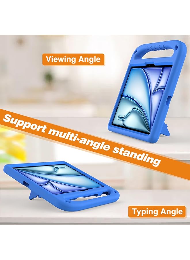 إيروريكس حافظة للأطفال من ايباد اير 11 انش M2 2024 برو 11 انش 2024 M4 حافظة خفيفة الوزن من مادة ايفا صديقة للأطفال ومضادة للصدمات مع مقبض وغطاء قوي للكمبيوتر اللوحي باللون الأزرق - Image 2