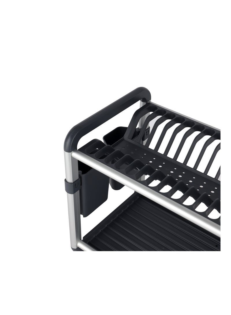 Royalford 2 layer Aluminum Dish Rack- RF12179/ Organizer for Kitchen to Keep 21 Plates, Bowls, Glasses, Cups, Cutlery/ Drying Stand with a Drain Tray, Compact and Stylish Design/ Rust-Proof - Image 4