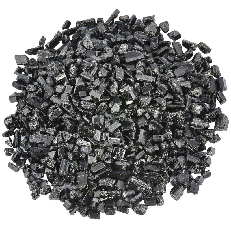 SUNYIK Black Tourmaline Tumbled Chips Stone Crushed Crystal Quartz Pieces Irregular Shaped Stones 1pound(about 460 gram) - Image 1