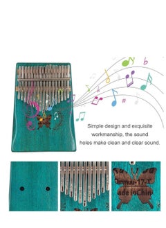 Mike Music Mike Music Kalimba Mbira Thumb Finger Piano Portable 17 Keys Solid Wood Musical Instrument Gift for Music Lovers Beginners(green butterfly)  - Image 3