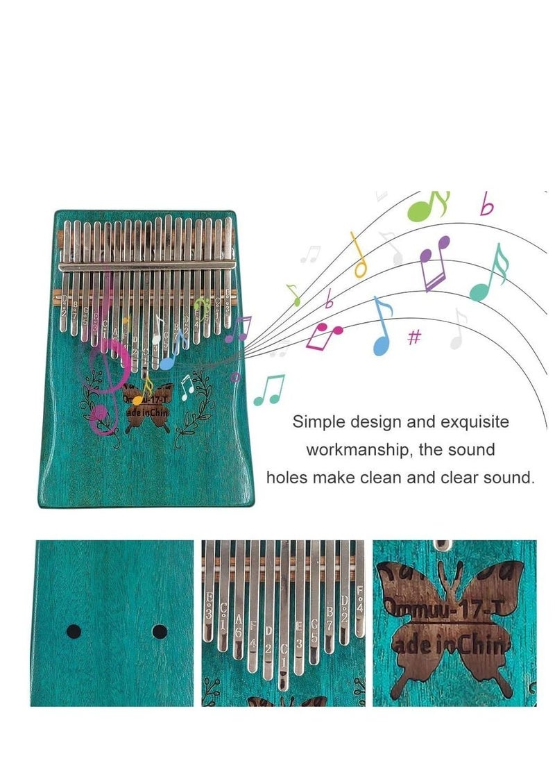 Mike Music Mike Music Kalimba Mbira Thumb Finger Piano Portable 17 Keys Solid Wood Musical Instrument Gift for Music Lovers Beginners(green butterfly)  - Image 3