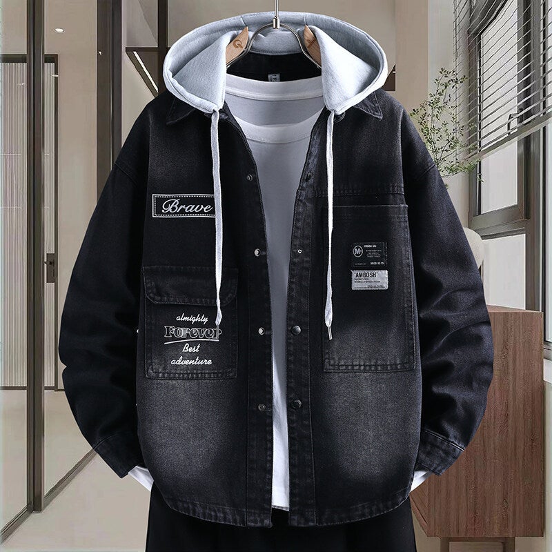 Men's Casual Denim Jacket with Contrast Panels - Image 2