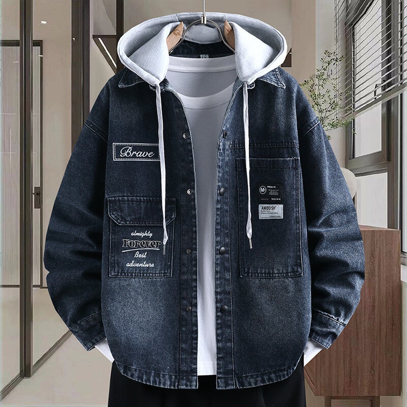 Men's Casual Denim Jacket with Contrast Panels - Image 4