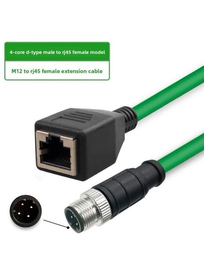 Generic M12 To RJ45 Connector Profinet Industrial Network Cable Bus 4/8 Core Straight ADX Type High Flexibility Double Shield-Color:[4-core D-type Male Extension Cable—m12 To Rj45]-Line Length:2 M  - Image 1