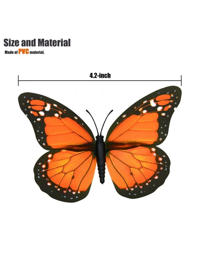 AQUEENLY Monarch Butterfly Decorations, 4.72'' Orange Premium Artificial Monarch Butterfly to Decorate for Craft, Home, Wall, Wedding, Party (12 Pcs) - Image 1