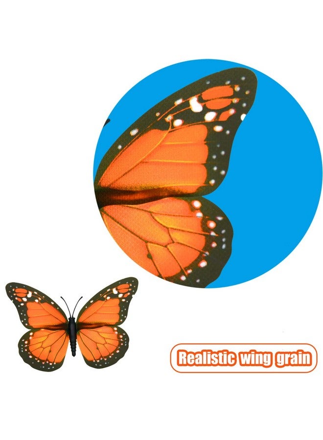 AQUEENLY Monarch Butterfly Decorations, 4.72'' Orange Premium Artificial Monarch Butterfly to Decorate for Craft, Home, Wall, Wedding, Party (12 Pcs) - Image 2