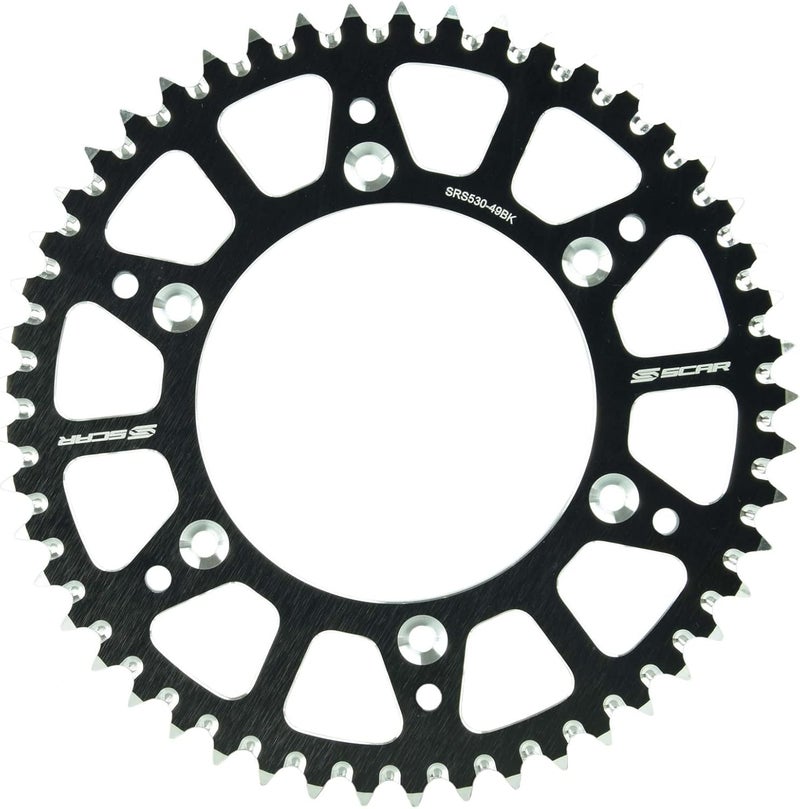 SCAR Aluminium Anti-Mud Crown Compatible with KTM SX/SXF/EXC/EXCF 125 150 250 300 350 450 500 93-22, Black 49 Teeth Global assemble options - Image 1