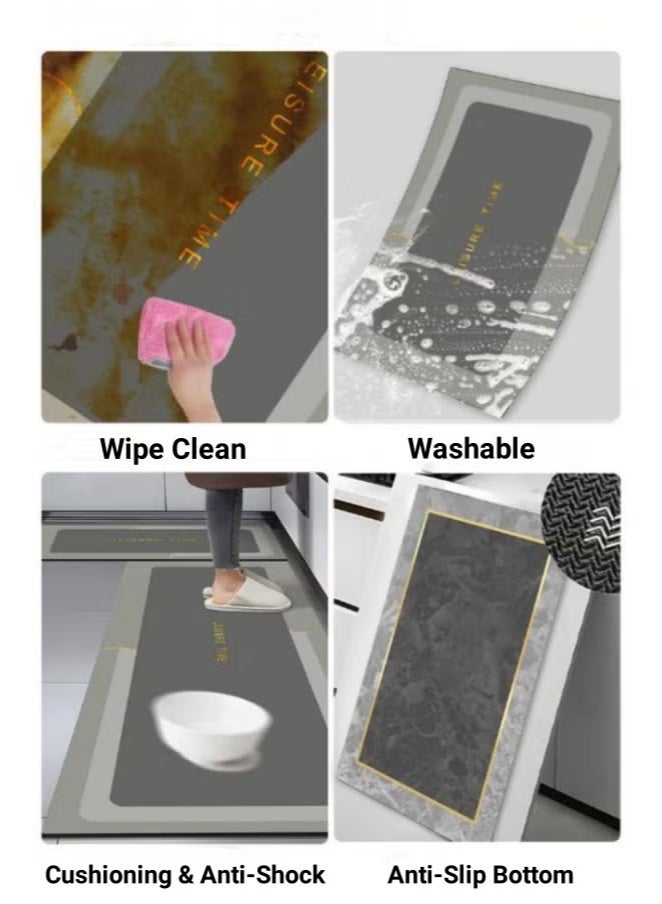 Kitchen Rug Mats Set, 3Pcs Crystal Velvet Floor Runner Mats – Non-Slip Absorbent Kitchen Carpets for Front of Sink & Hallway – Soft Standing Mats for Home, Kitchen & Bathroom Use - Image 4