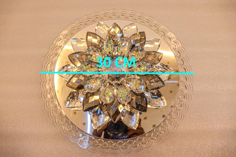 swanart Crystora 30cm LED Crystal Ceiling Light – Multi-Color Rotating Flower Chandelier – Luxurious Modern Crystal Flush Mount Light for Stylish Interiors – Decorative Lighting for Home & Hallways - Image 2