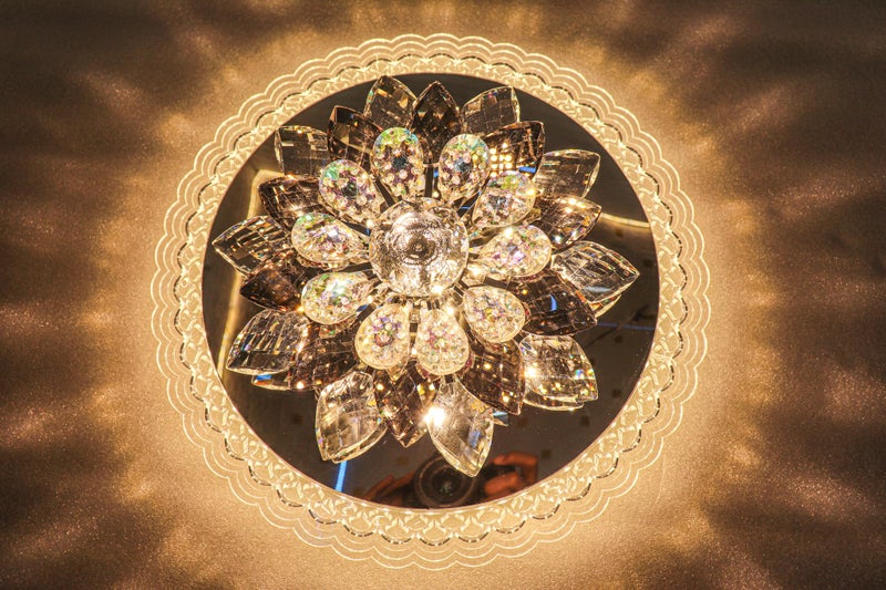 swanart Crystora 30cm LED Crystal Ceiling Light – Multi-Color Rotating Flower Chandelier – Luxurious Modern Crystal Flush Mount Light for Stylish Interiors – Decorative Lighting for Home & Hallways - Image 5