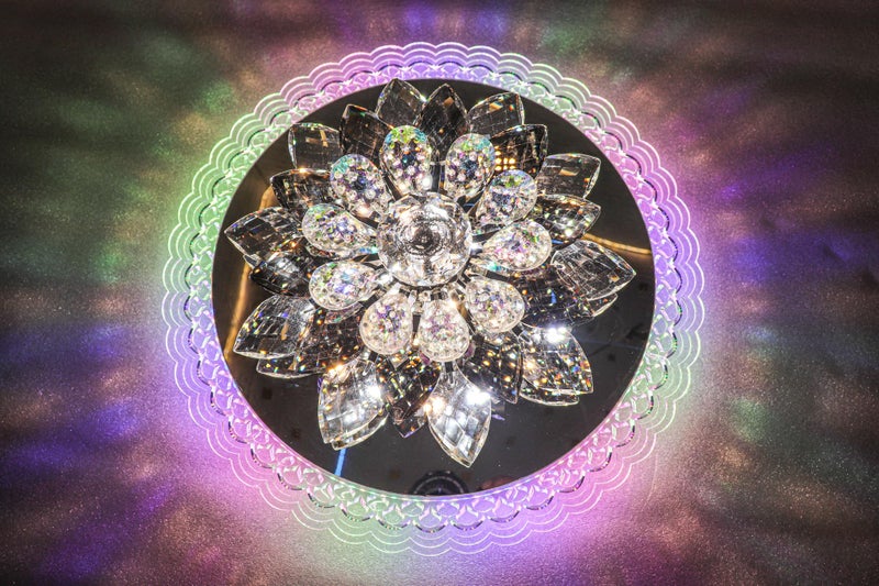 swanart Crystora 30cm LED Crystal Ceiling Light – Multi-Color Rotating Flower Chandelier – Luxurious Modern Crystal Flush Mount Light for Stylish Interiors – Decorative Lighting for Home & Hallways - Image 4