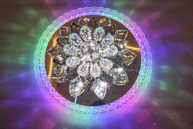 swanart Crystora 30cm LED Crystal Ceiling Light – Multi-Color Rotating Flower Chandelier – Luxurious Modern Crystal Flush Mount Light for Stylish Interiors – Decorative Lighting for Home & Hallways - Image 3